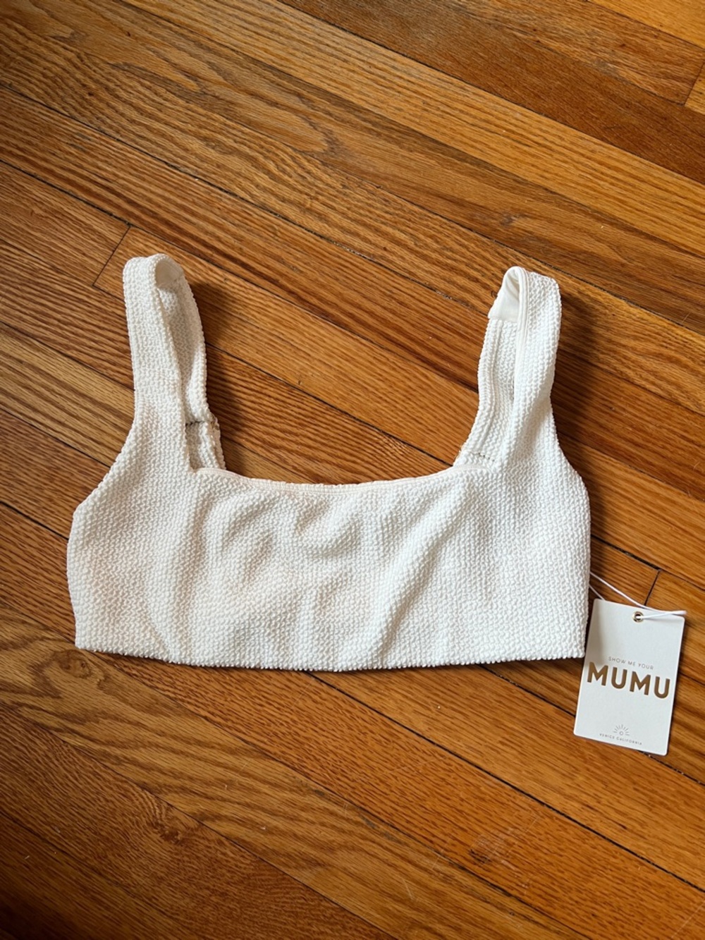 Show Me Your MuMu White Textured Bikini Top